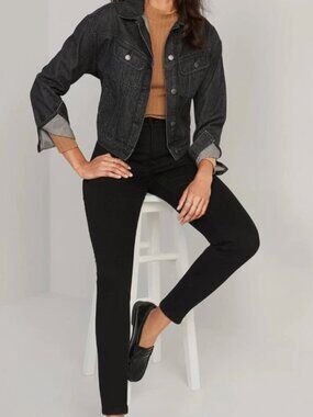 Old Navy High-Waisted Rockstar Built-In Warm Super Skinny Jeans Size 8, Black